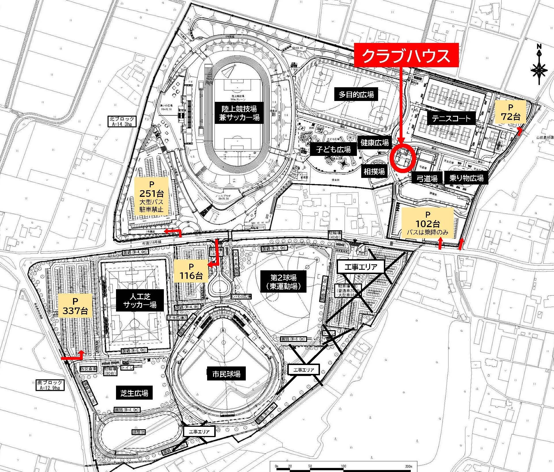 真岡市総合運動公園駐車場案内図