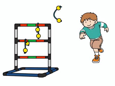 ニュースポーツ「ラダーゲッター」をしている男性のイラスト