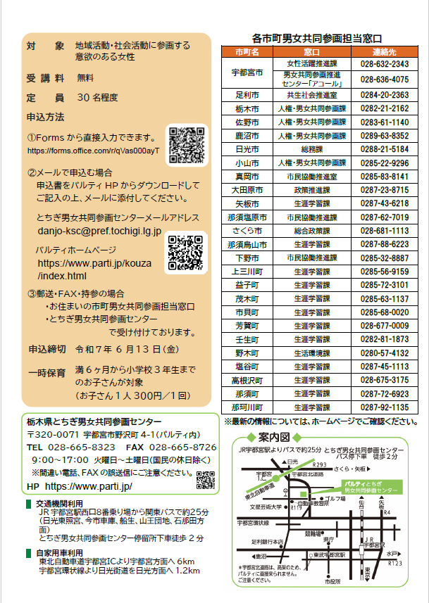 R7「とちぎウーマン応援塾」チラシ裏