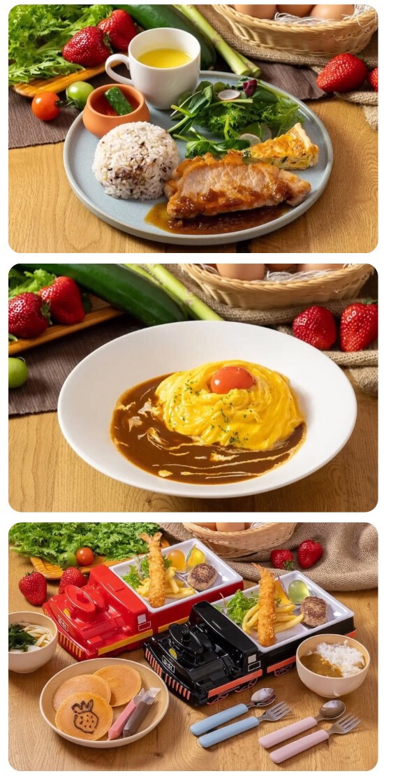 「イチゴの湯」で食べられる多種多様な食事の写真