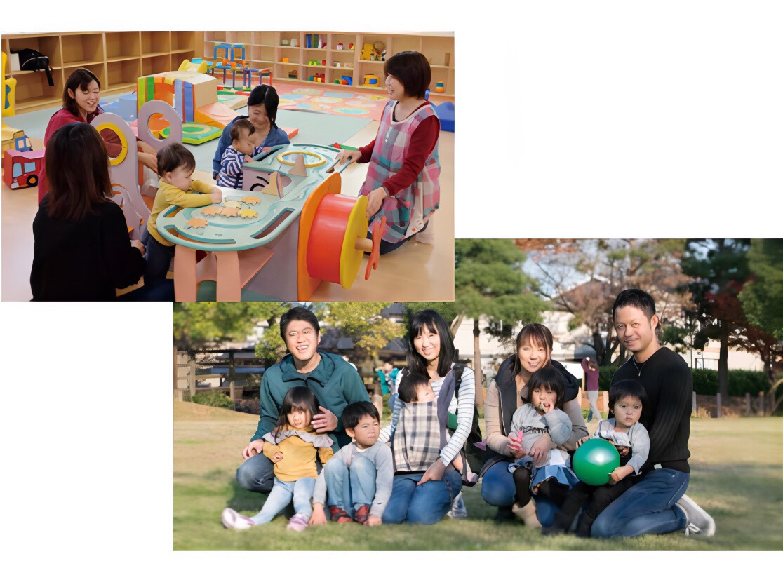 真岡市で子育てする家族や子育てセンターの様子