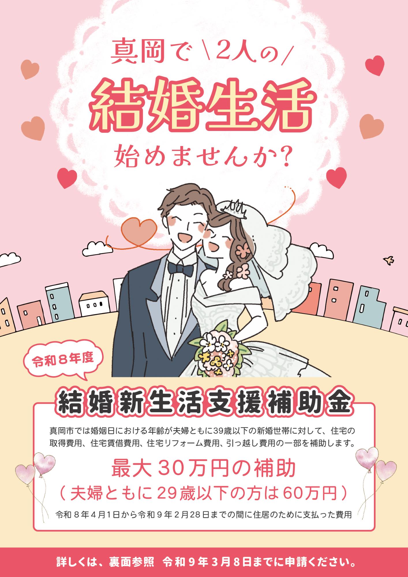 R8真岡市結婚新生活支援補助金チラシ表
