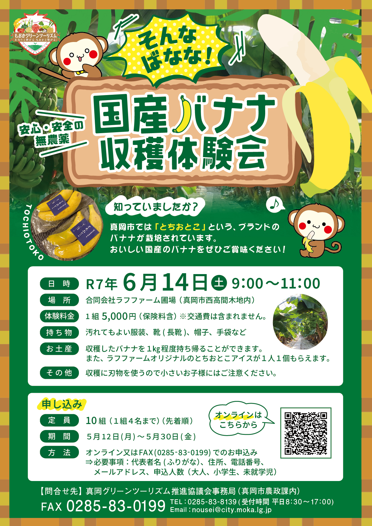 （イメージ）【ご好評につき募集は終了しました。】真岡グリーンツーリズム「そんなばなな！国産バナナの収穫体験会」の開催について