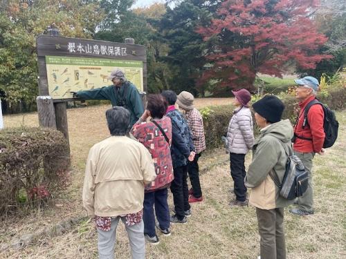 大人たちが自然観察をしている写真です。