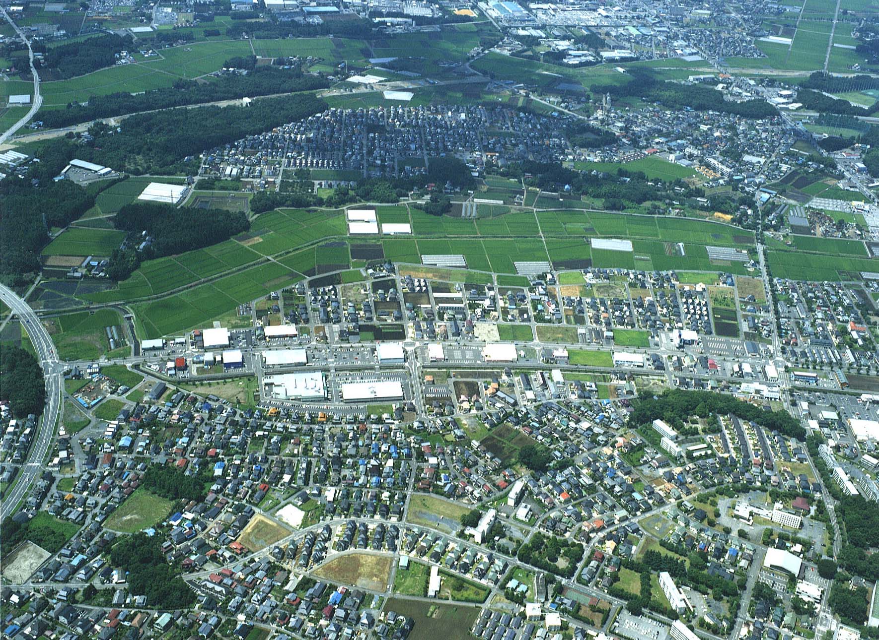 下高間木地区施工後の場所を上空から撮影した写真