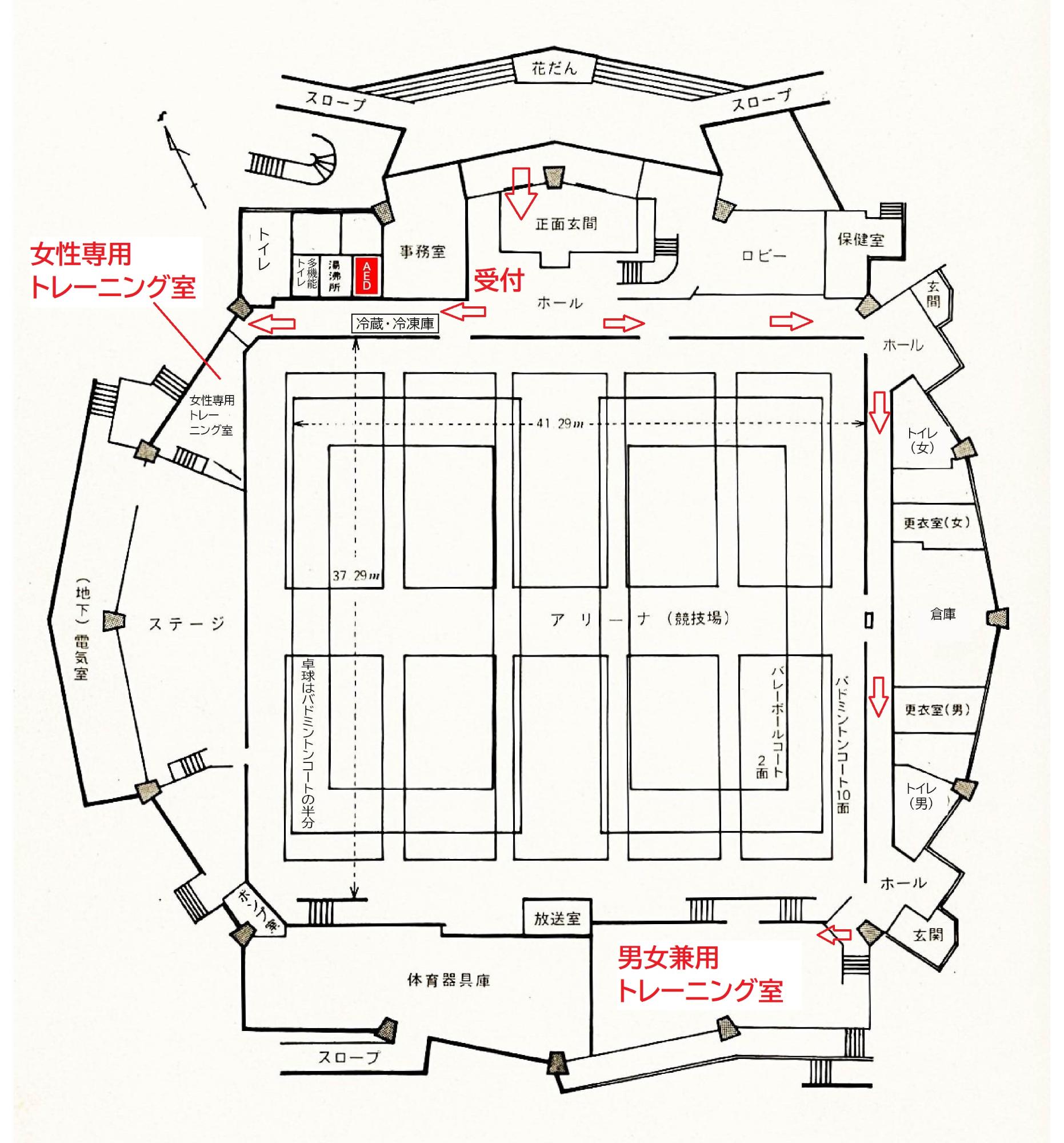 総合体育館平面図トレーニング室案内