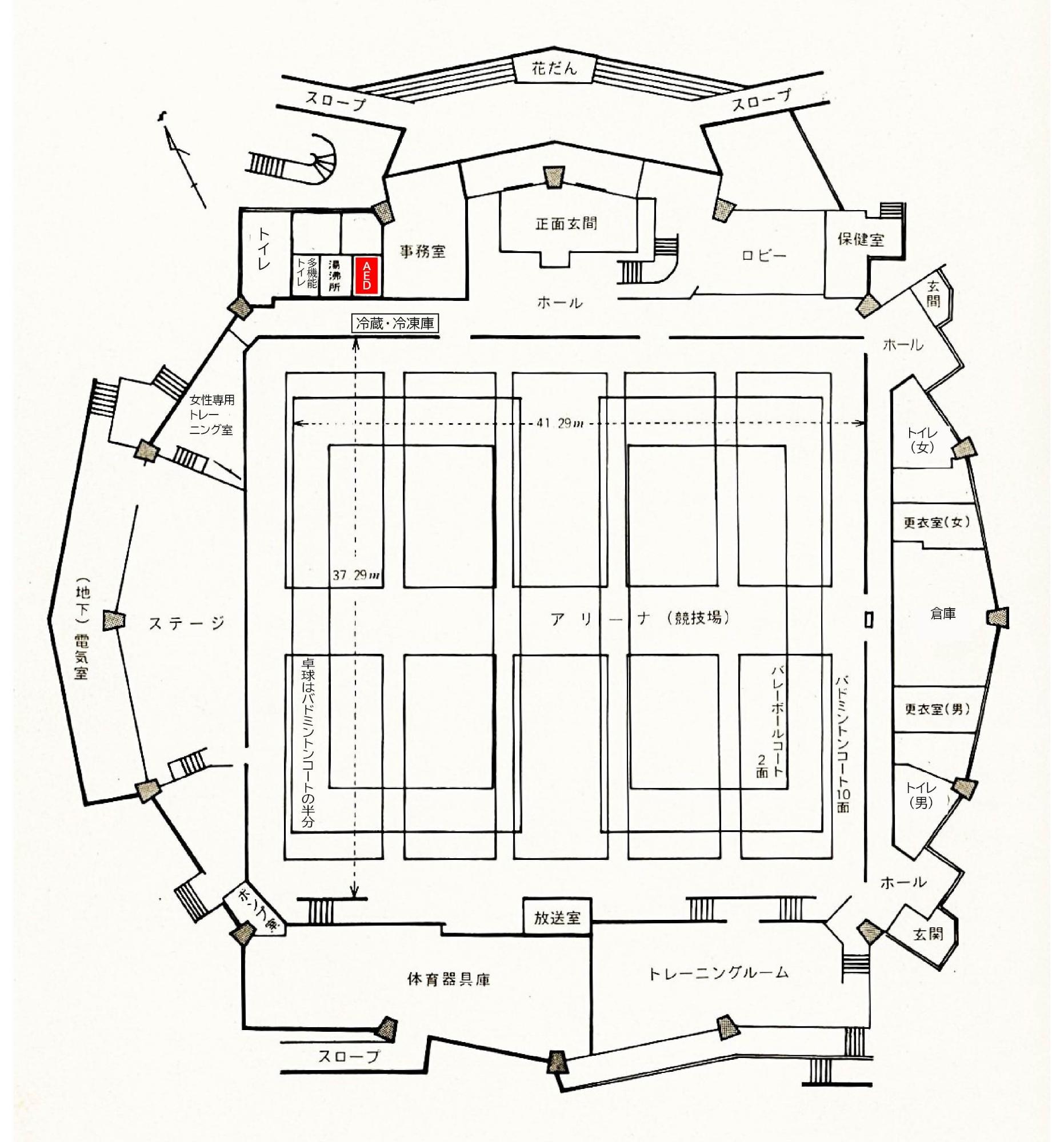 真岡市総合体育館平面図