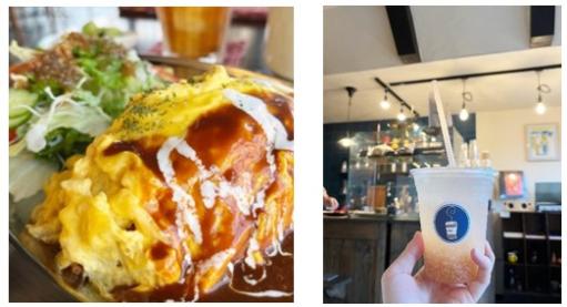 真岡カフェのオムライスとドリンク
