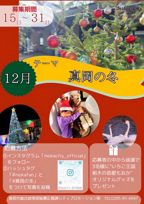 インスタグラム#キャンペーン12月のテーマ「真岡の冬」のチラシ