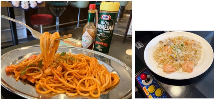 こだわりのナポリタンとエビピラフ